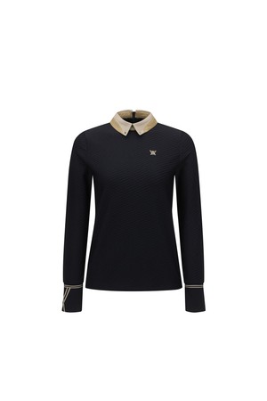 WOMEN FA BACK ZIP-UP LONG T-SHIRT_BK_BLACK-a