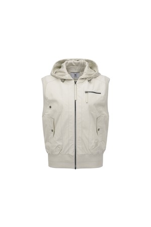 WOMEN FA HOODED VEST _LE_BEIGE-a