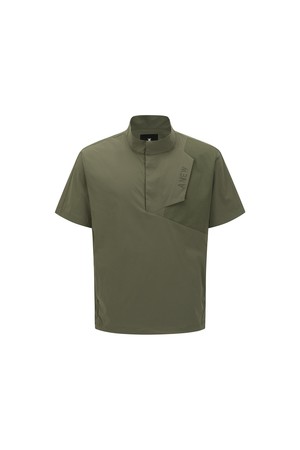 MEN ASYMMETRIC SHORT SLEEVE ANORAK_KH_KHAKI-a