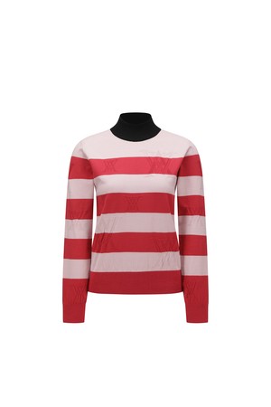 WOMEN LOGO PATTERN TURTLENECK SWEATER_PI_PINK-a