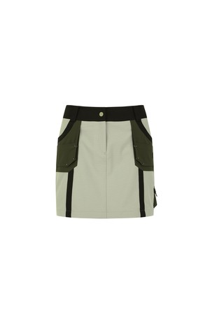 WOMEN FABRIC MIX CARGO SKIRT_KB_BEIGE-a