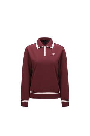 WOMEN TWO TONE COLLAR COMFORT SWEATSHIRT_WINE-a