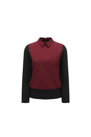WOMEN LAYERED BACK ZIP T-SHIRT_WINE-a