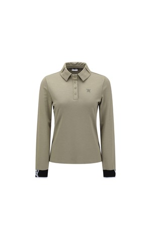 WOMEN WIDE COLLAR T-SHIRT_KB_KHAKI-a