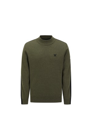 MEN MOCK NECK WINDPROOF TWO TONE SWEATER_KH_KHAKI-a
