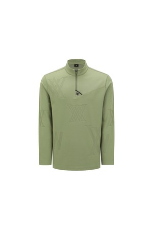 MEN PATTERN HALF-ZIP T-SHIRT_KH_KHAKI-a