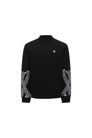 MEN WI FUZZY LOGO POINT SWEATER_BK