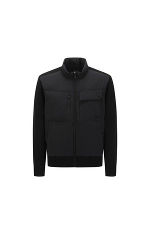 MEN COLOR BLOCK KNIT HYBRID DOWN JACKET_BK_BLACK-a
