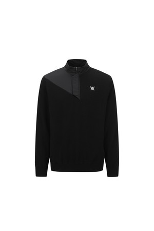 MEN KNIT HYBRID PADDED SWEATER ANORAK_BK_BLACK-a