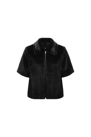 WOMEN SHORT SLEEVE FUR JACKET_BK_BLACK-a