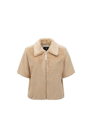 WOMEN SHORT SLEEVE FUR JACKET_LE_BEIGE-a