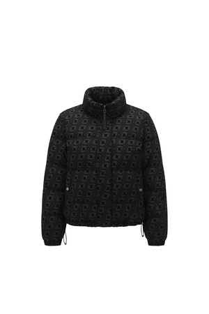 WOMEN LOGO JACQUARD DOWN JACKET_BK_BLACK-a