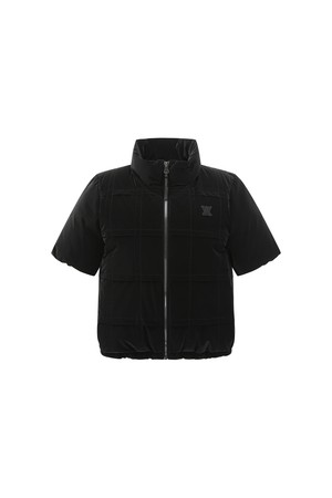 WOMEN SHORT SLEEVE GRID DOWN JACKET_BK_BLACK-a