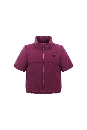WOMEN SHORT SLEEVE GRID DOWN JACKET_MA_RED-a