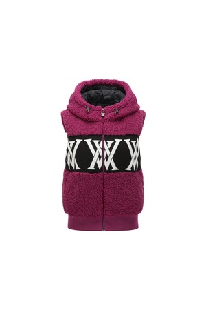 WOMEN BOUCLE LOGO HOODED SWEATER VEST_WI_WINE-a