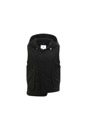 WOMEN HOODED UTILITY PADDED VEST_BK_BLACK-a