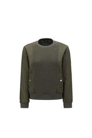 WOMEN WOVEN HYBRID T-SHIRT_DK_KHAKI-a