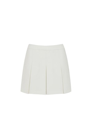 WOMEN SWEAT BAND CLASSIC PLEATS SKIRT_IV_IVORY-a