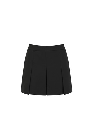 WOMEN SWEAT BAND CLASSIC PLEATS SKIRT_BK_BLACK-a