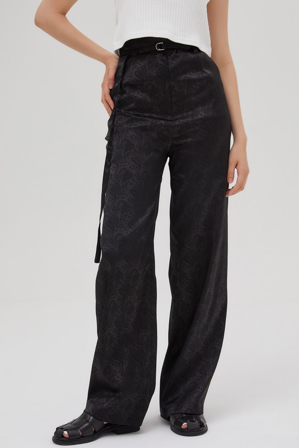 AEDITEM STUDIOZ - 롱/미디팬츠 - HIGH-RISE JACQUARD PANTS (BLACK)