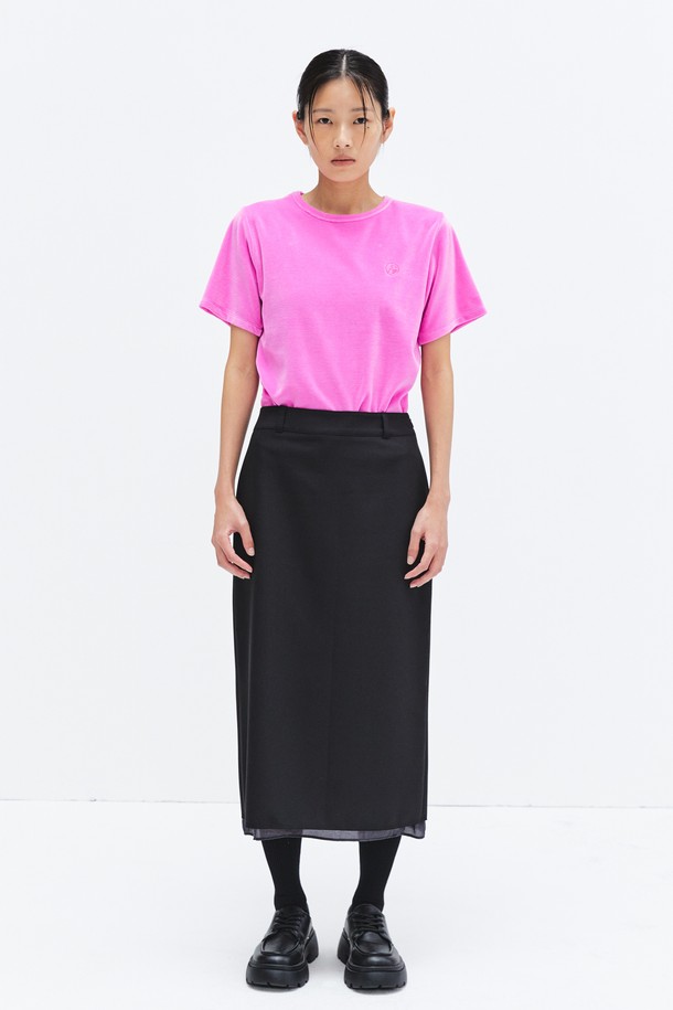 AEDITEM STUDIOZ - 롱스커트 - BACK POCKET LOGO LAYERED SKIRT (BLACK)