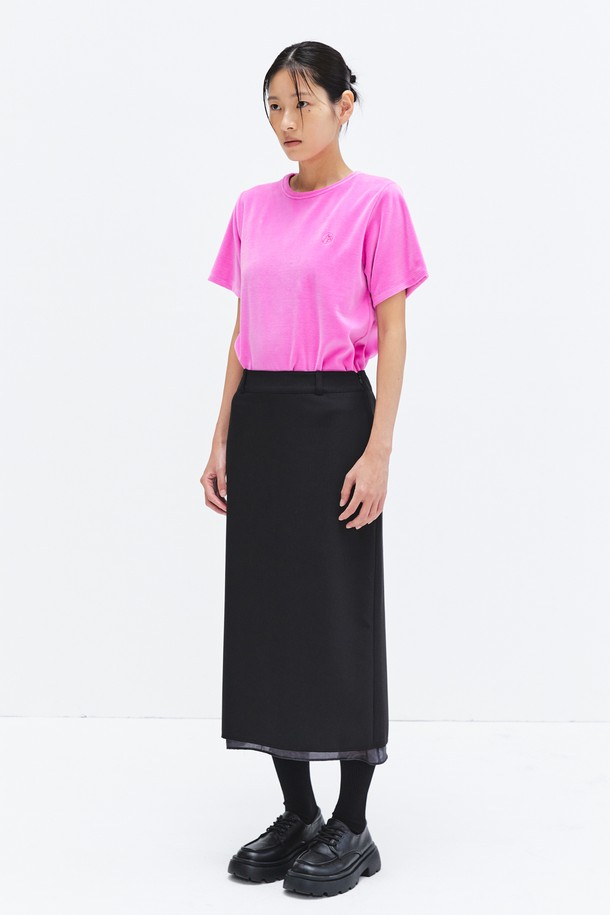 AEDITEM STUDIOZ - 롱스커트 - BACK POCKET LOGO LAYERED SKIRT (BLACK)