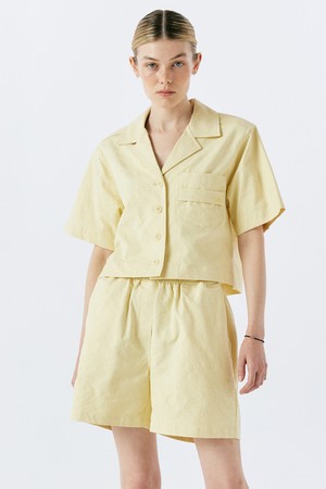 JACQUARD POCKET CROP SHIRT(YELLOW)