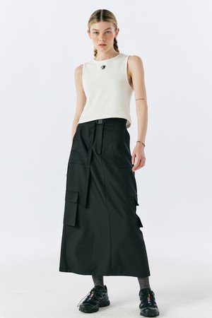 EMBROI PATCH CROP SLEEVELESS(WHITE)