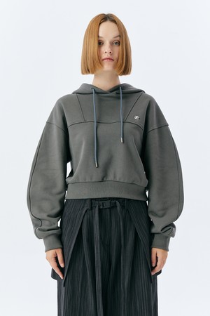 SPLIT CROP HOODIE(CHARCOAL)