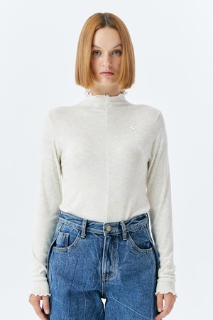 COBWEB MOCK NECK TOP(WHITE)