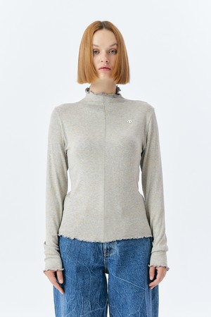 COBWEB MOCK NECK TOP(GREY)