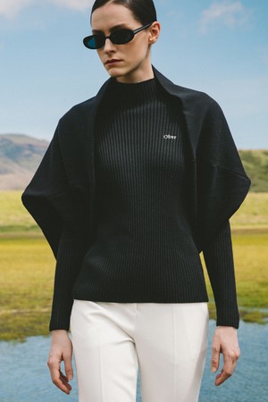 니트 케이프 숄_BLACK-a