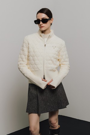 패턴 니트 집업 가디건_IVORY-a