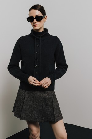 [Basic] 터틀 니트 가디건_BLACK-a