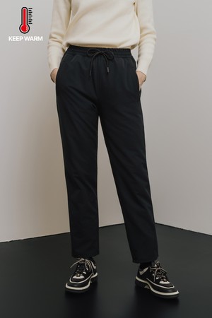 다운패딩 세미 배기 팬츠_BLACK-a