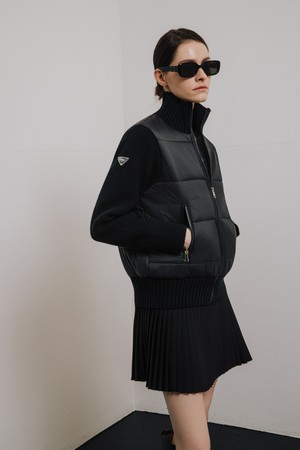 니트소매 패딩_BLACK-a