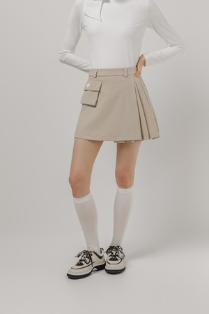 포켓 플리츠 랩 스커트_BEIGE-a