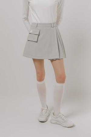 포켓 플리츠 랩 스커트_GREY-a