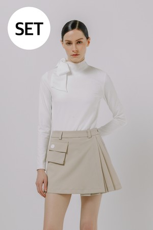 (한정수량) 로맨틱 타이 & 랩스커트 셋업_BEIGE-a