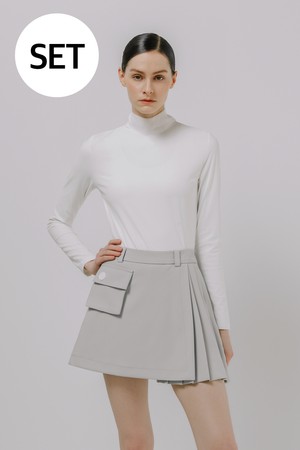 (한정수량) 로맨틱 타이 & 랩스커트 셋업_GREY-a