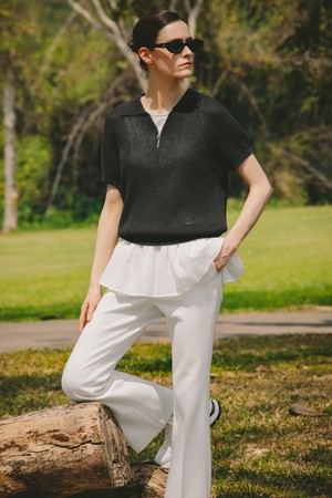 메쉬 하프집업 카라 니트_GREY-a