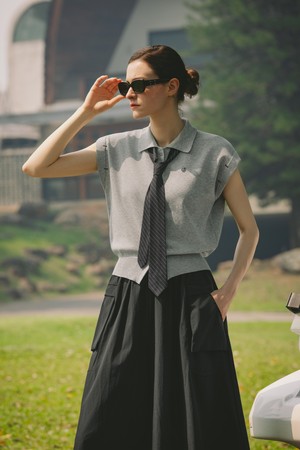 타이 세트 클래식 니트 탑_GREY-a