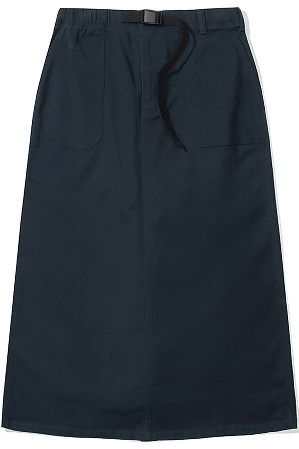 COLUMBIA UNIVERSITY - 롱스커트 - M-LABEL BELTED PEACH COTTON LONG SKIRT 크라운네이비