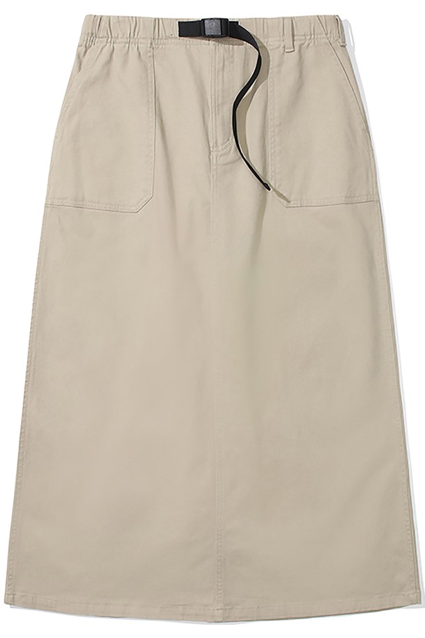 COLUMBIA UNIVERSITY - 롱스커트 - M-LABEL BELTED PEACH COTTON LONG SKIRT 헤리티지베이지