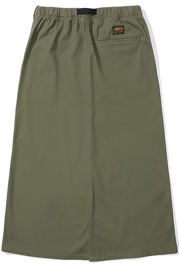 COLUMBIA UNIVERSITY - 롱스커트 - M-LABEL BELTED PEACH COTTON LONG SKIRT 카키