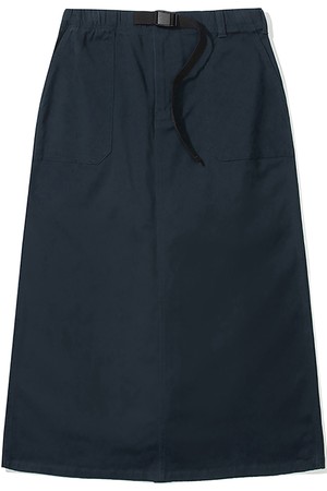 M-LABEL BELTED PEACH COTTON LONG SKIRT 크라운네이비