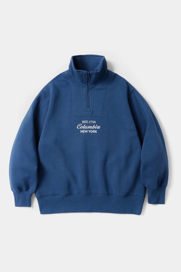 COLUMBIA UNIVERSITY - 스웨트셔츠 - CU BIG SCRIPT TERRY H/ZIP SWEATSHIRTS 프렌치블루