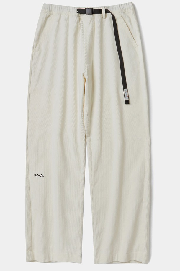 COLUMBIA UNIVERSITY - 캐주얼팬츠 - SL-LABEL BELTED ALL-ROUND CORDUROY PANTS 크림