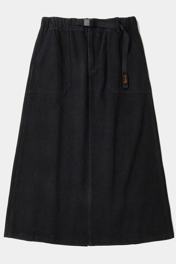 COLUMBIA UNIVERSITY - 롱스커트 - SL-LABEL BELTED DENIM SKIRT 블랙데님