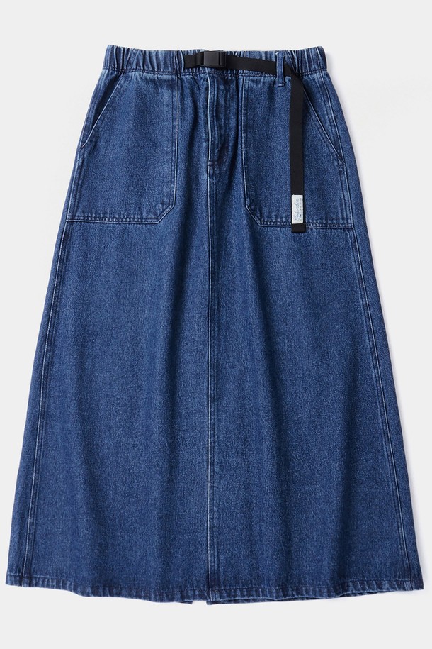 COLUMBIA UNIVERSITY - 롱스커트 - SL-LABEL BELTED DENIM SKIRT 미드나잇데님